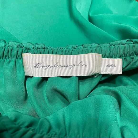 T-Bags Emerald Green Silky Ruffled Mini Dress Size Medium - Picture 5 of 7